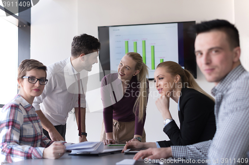 Image of startup business team on meeting at modern office