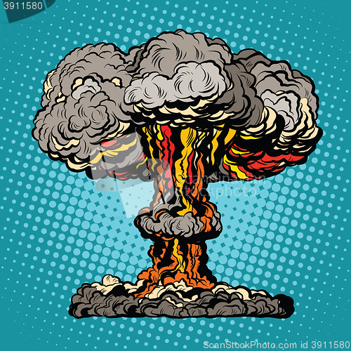 Image of Nuclear explosion radioactive mushroom pop art