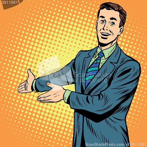 Image of businessman promo poster pop art retro