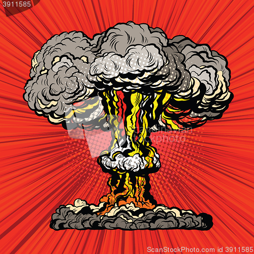 Image of Nuclear explosion radioactive mushroom pop art