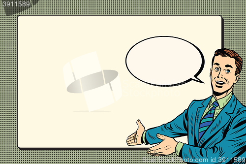 Image of businessman promo poster pop art retro
