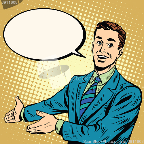 Image of businessman promo poster pop art retro