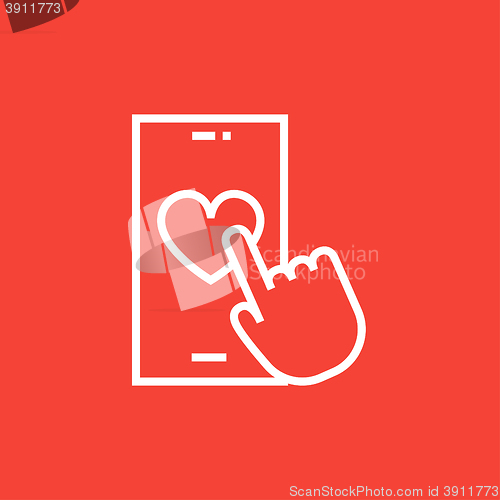 Image of Smartphone with heart sign line icon.