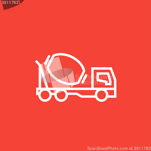 Image of Concrete mixer truck line icon.