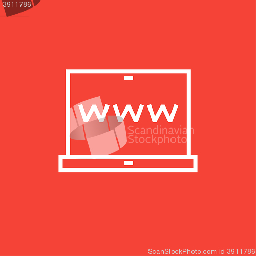 Image of Website on laptop screen line icon.