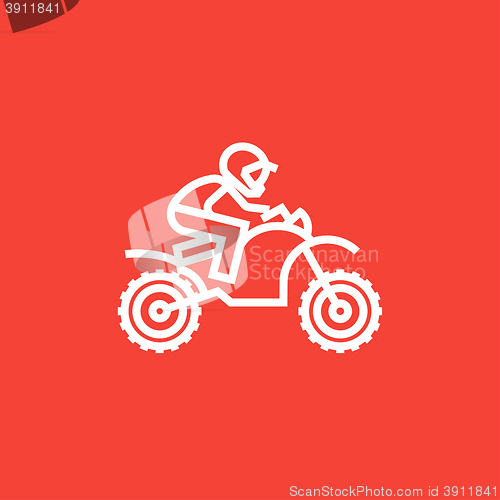 Image of Man riding motocross bike line icon.