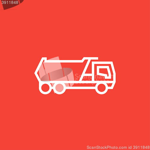 Image of Dump truck line icon.