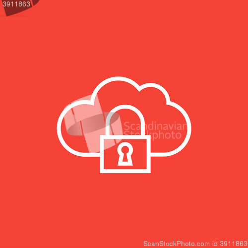 Image of Cloud computing security line icon.
