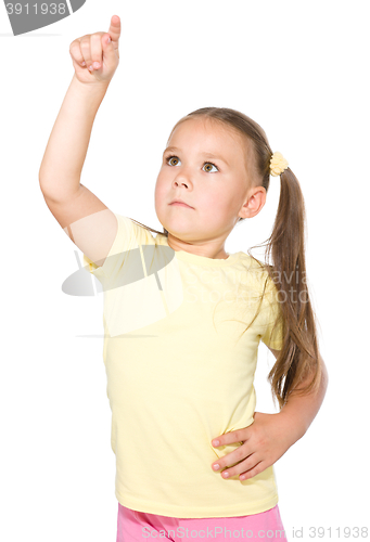 Image of Little girl is pointing up