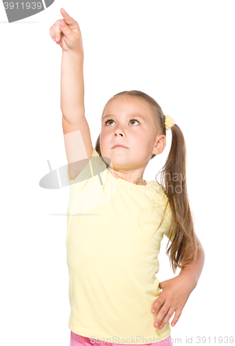 Image of Little girl is pointing up