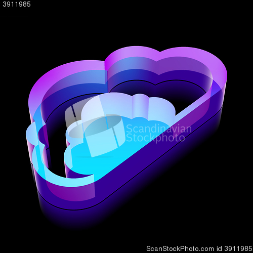 Image of 3d neon glowing Cloud icon made of glass, vector illustration.