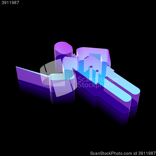 Image of 3d neon glowing Teacher icon made of glass, vector illustration.