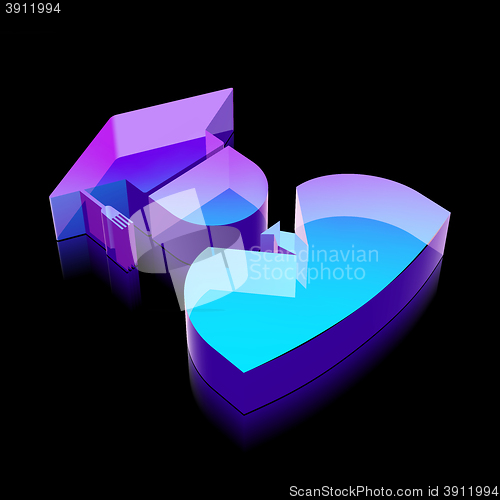 Image of 3d neon glowing Student icon made of glass, vector illustration.