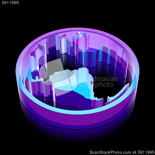 Image of 3d neon glowing Globe icon made of glass, vector illustration.