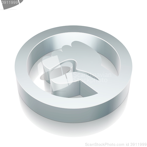 Image of 3d metallic Uprising icon with reflection, vector illustration.