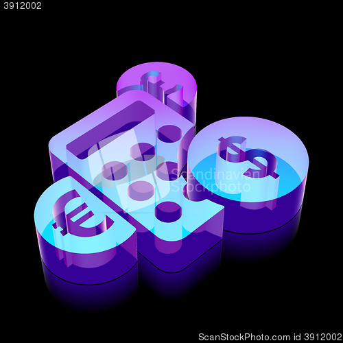 Image of 3d neon glowing Calculator icon made of glass, vector illustration.