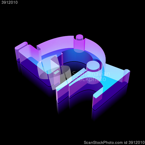 Image of 3d neon glowing Microscope icon made of glass, vector illustration.