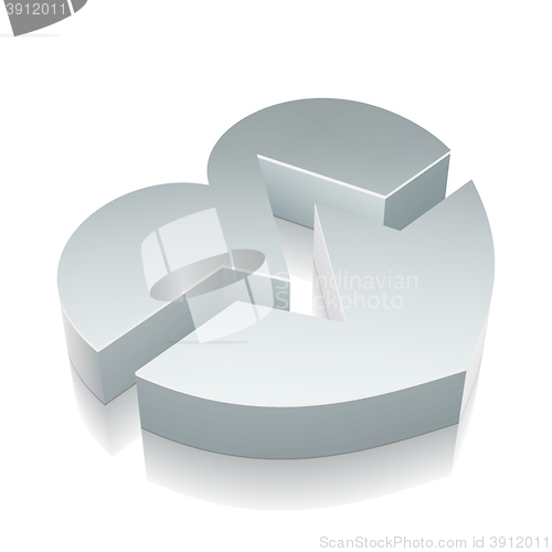 Image of 3d metallic Heart icon with reflection, vector illustration.