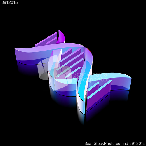 Image of 3d neon glowing DNA icon made of glass, vector illustration.