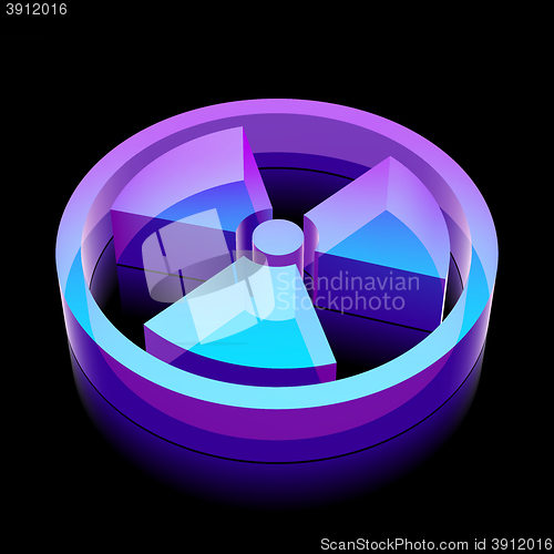 Image of 3d neon glowing Radiation icon made of glass, vector illustration.