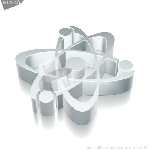Image of 3d metallic Molecule icon with reflection, vector illustration.