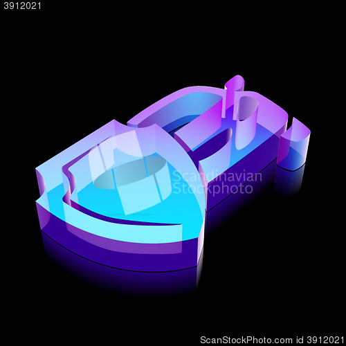 Image of 3d neon glowing Car And Shield icon made of glass, vector illustration.