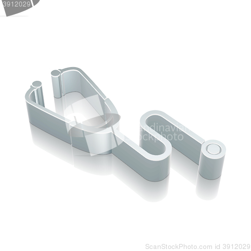 Image of 3d metallic Stethoscope icon with reflection, vector illustration.