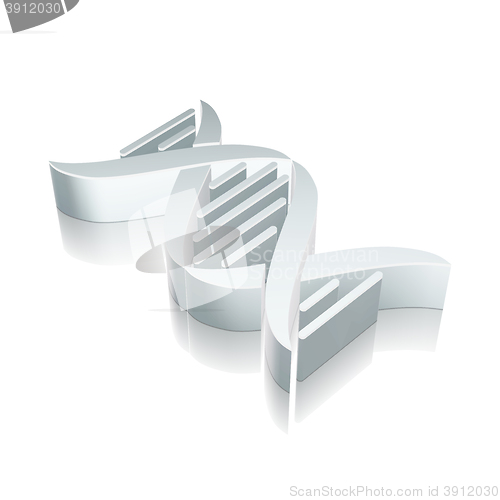 Image of 3d metallic DNA icon with reflection, vector illustration.