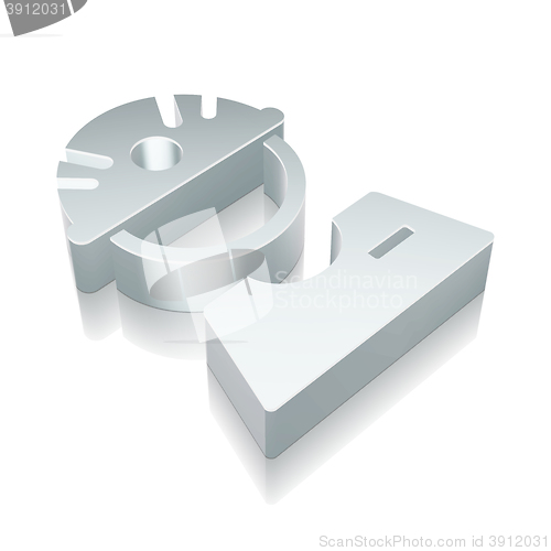 Image of 3d metallic Factory Worker icon with reflection, vector illustration.