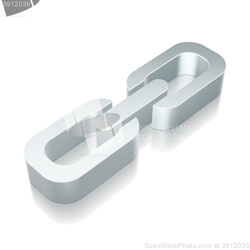 Image of 3d metallic Link icon with reflection, vector illustration.