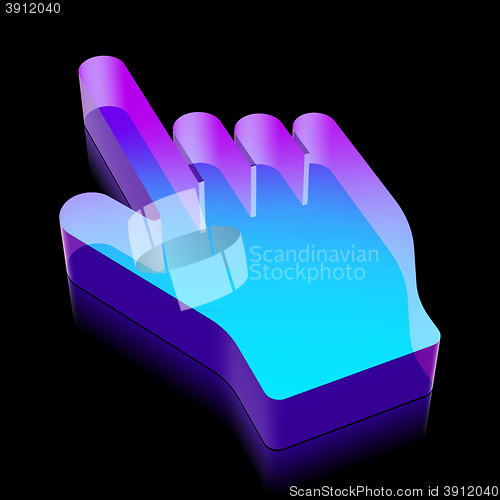 Image of 3d neon glowing Mouse Cursor icon made of glass, vector illustration.