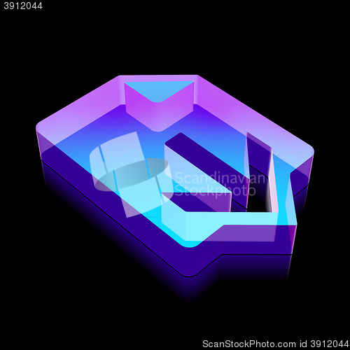 Image of 3d neon glowing Download icon made of glass, vector illustration.