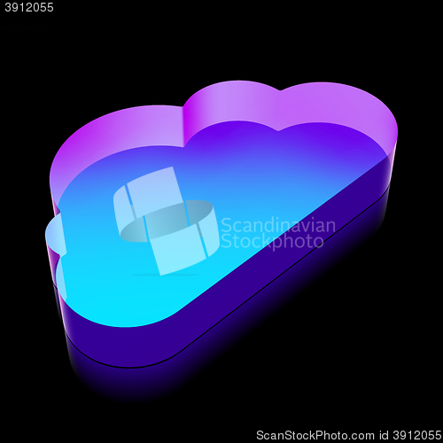 Image of 3d neon glowing Cloud icon made of glass, vector illustration.
