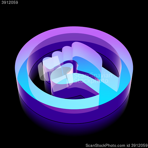 Image of 3d neon glowing Uprising icon made of glass, vector illustration.