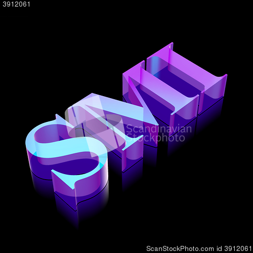 Image of 3d neon glowing character SMI made of glass, vector illustration.
