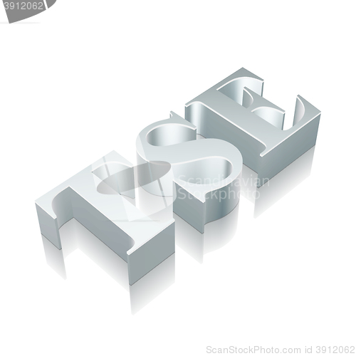 Image of 3d metallic character TSE with reflection, vector illustration.