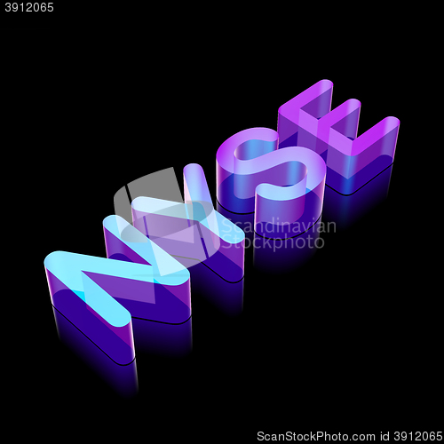 Image of 3d neon glowing character NYSE made of glass, vector illustration.