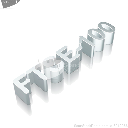 Image of 3d metallic character FTSE-100 with reflection, vector illustration.