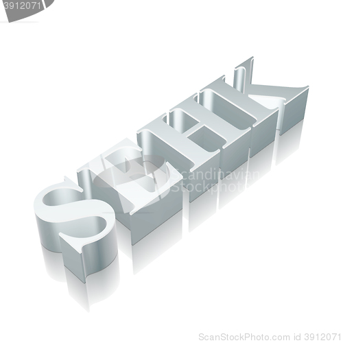 Image of 3d metallic character SEHK with reflection, vector illustration.