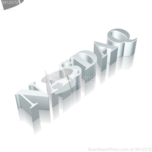 Image of 3d metallic character NASDAQ with reflection, vector illustration.