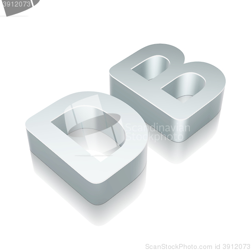 Image of 3d metallic character DB with reflection, vector illustration.