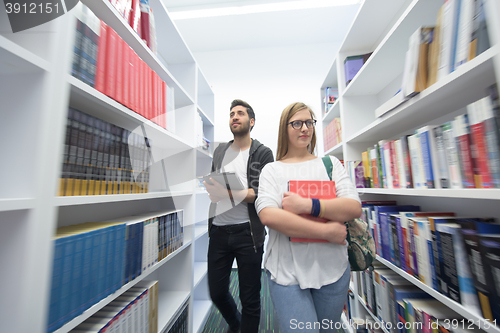 Image of students group  in school  library