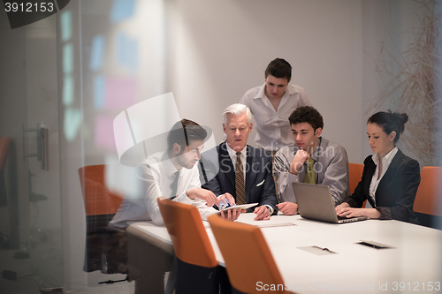 Image of business people group on meeting at modern startup office