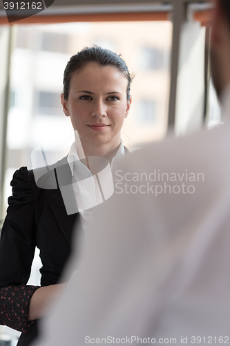 Image of young businesswoman portrait at office