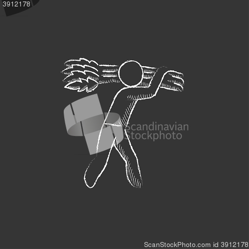 Image of Man carrying wheat. Drawn in chalk icon.