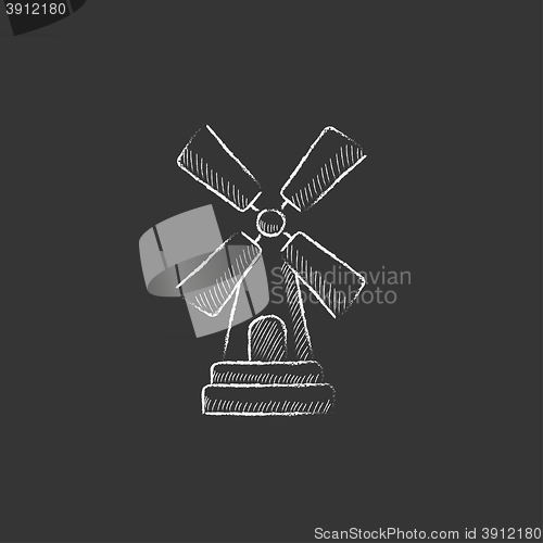 Image of Windmill. Drawn in chalk icon.