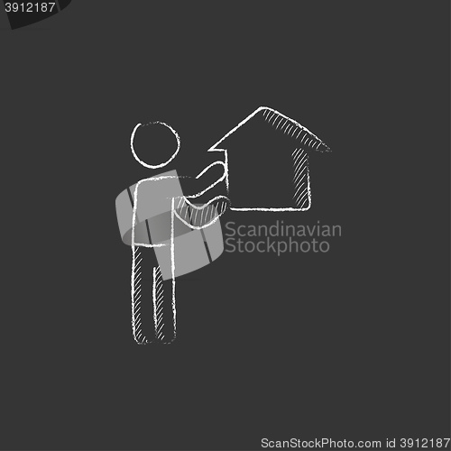 Image of Real estate agent. Drawn in chalk icon.