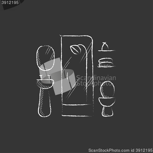 Image of Bathroom. Drawn in chalk icon.