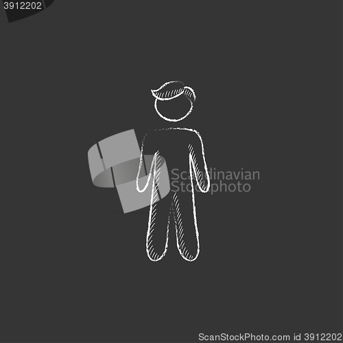 Image of Businessman standing. Drawn in chalk icon.