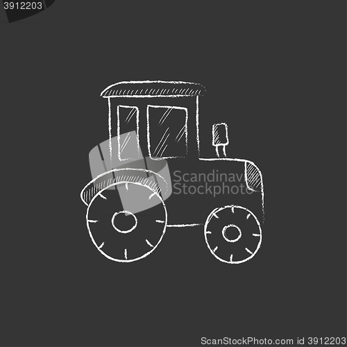 Image of Tractor. Drawn in chalk icon.